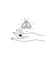 magic hand with night moth outline mystical vector image