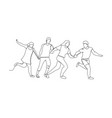 continuous line drawing running happy people vector image