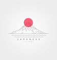 japanese mount fuji line art design sun vector image