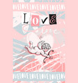 modern love card cupid heart and word love vector image vector image