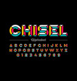 retro style chisel font colorful alphabet letters vector image