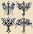 winged cross set vector image