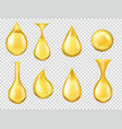 realistic oil drops falling honey drop gasoline vector image