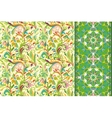 set seamless floral pattern and border vector image