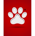 cut out red card with animal footprint vector image
