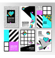 set of cards and banners in 80s-90s memphis style vector image