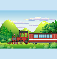 Train and many carts on track Royalty Free Vector Image