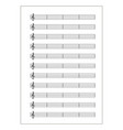 white music sheet with note grid treble clef vector image vector image