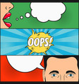 dialogue of girl and man with speech bubble oops vector image vector image