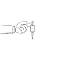 single one line drawing hand holding hanging car vector image