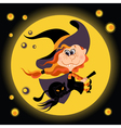 witch halloween girl and black cat vector image