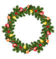 christmas wreath with decorations vector image