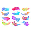 set of colorful brush strokes modern design vector image