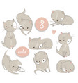set with cute cartoon kitten vector image vector image