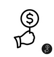 bid icon hand holding auction paddle with vector image