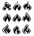 fire flames set black icons vector image vector image