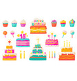 birthday cakes party celebration cupcake vector image