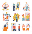 people looking at themselves in mirrors vector image