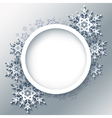 winter grey background frame with 3d snowflakes vector image