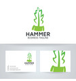 leaf hammer logo design vector image vector image