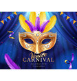 carnival mask at mardi gras parade banner vector image vector image