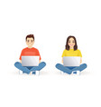 man and woman sitting with laptop vector image vector image