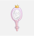 princess magical mirror with crown cartoon vector image