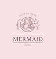 beauty mermaid logotype designgirlsea and palm vector image vector image
