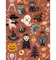 cute halloween seamless pattern with cartoon vector image vector image