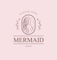 beauty mermaid logotype designgirlsea and palm vector image vector image