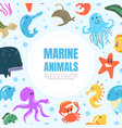 marine animals banner underwater world poster vector image