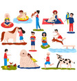 children pet set cartoon flat vector image