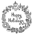 christmas and new year wreath vector image