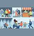 family winter holidays activities outdoors vector image