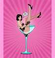 pin up girl in martini glass vector image vector image
