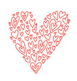 hand drawn heart outline doodles in a shaped vector image