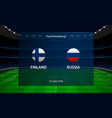 finland vs russia football scoreboard broadcast vector image vector image