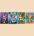 beach party set colorful flyers vector image vector image