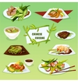 chinese cuisine icon with seafood and meat dishes vector image