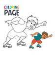 coloring page with roller skates player cartoon vector image vector image