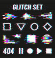 glitch set on black background vector image