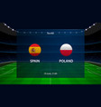 spain vs poland football scoreboard broadcast vector image vector image