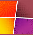 comic book empty page template in rays halftone vector image