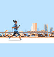 fitness woman running outdoor african girl vector image