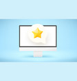 modern computer with rating icon 3d mockup vector image vector image