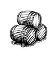three wooden barrels for wine and other alcohol vector image