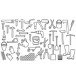 garden tools thin line icons set vector image vector image