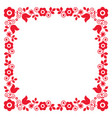 polish floral folk art square frame design vector image vector image