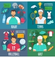 rugby tennis volleyball golf sport icons vector image vector image