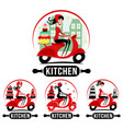 modern woman on a scooter with cake vector image